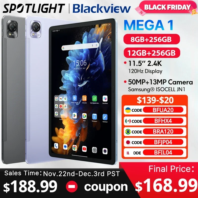 World Premiere】Blackview MEGA 1 Tablet 11.5 inch 2.4K 120Hz 