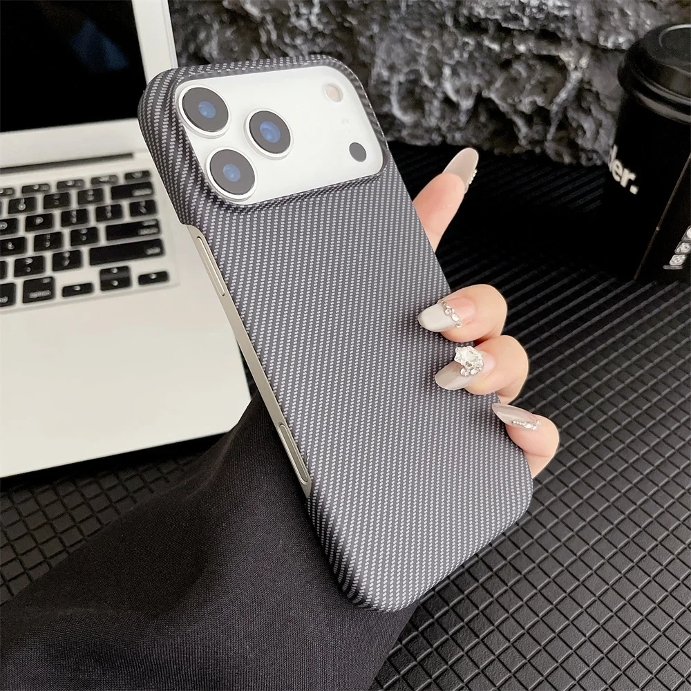 Sleek Carbon Fiber Kevlar Texture Phone Case, Enhanced Protective Cover