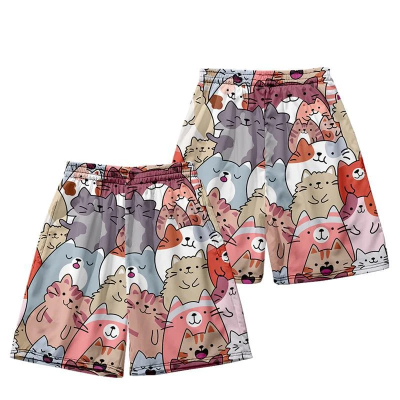 Japanese Traditional Kimono Pants Men Asian Clothing Male Casual Loose Style Trousers Full Cat Print Pants