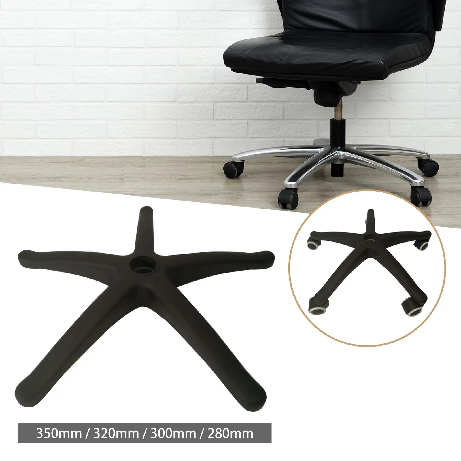 Base Girevole A 5 Stelle In Metallo Per Sedia Ufficio - Ricambio Universale Nero, Portata 200kg, Compatibile Con Pistoni Da 50mm (B003)
