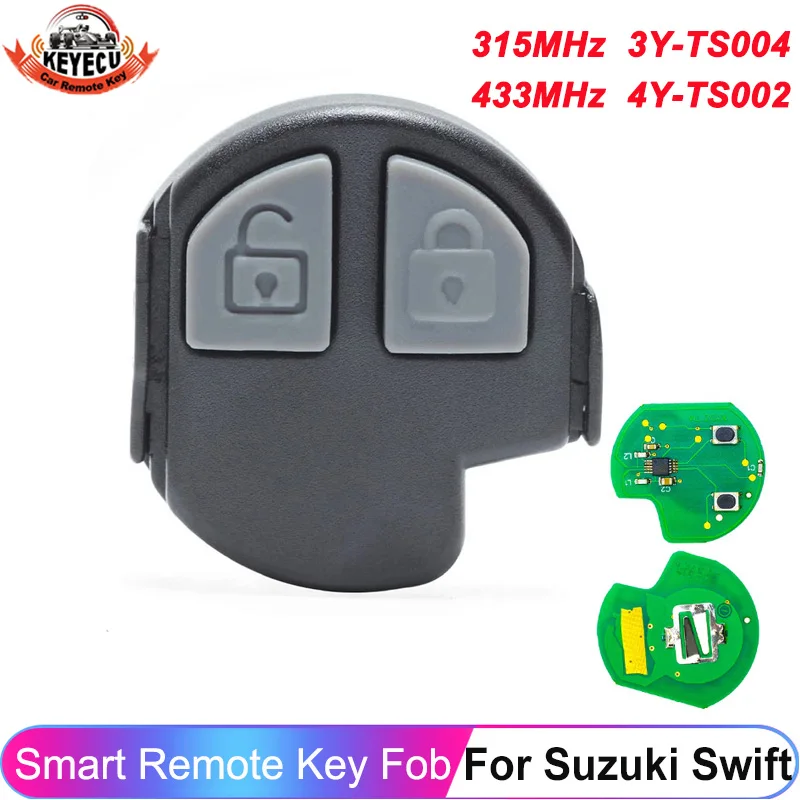 KEYECU For Suzuki Swift 2005 2006 2007 2008 2009 2010 Remote Control Board 3Y-TS004 315MHz ASK 4Y-TS002 433MHz FSK 2 Buttons Fob Car Remote Key Car Key