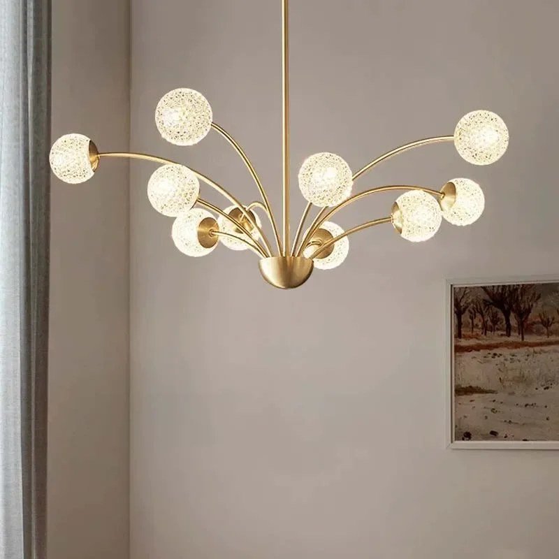 

Modern Copper Glass Chandelier for Living Room Dining Room Bedroom Copper/Black LED Chandelier