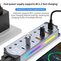 7Port USB 3.2 USB C Hub 10Gbps USB-A USB-C Ports Splitter Individual Switches 12V US/EU Power Adapter Expander for Laptop PC - Image 4