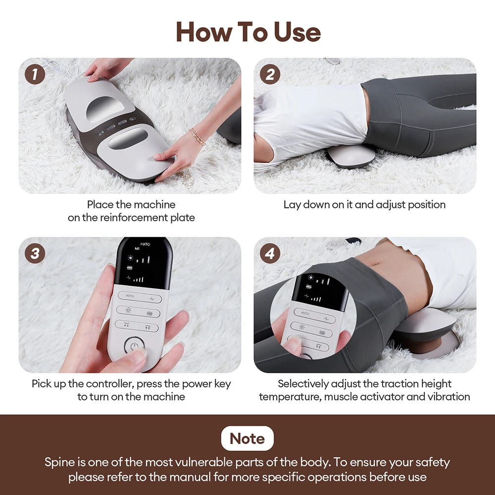 Electric Lumbar Traction Massager Back Massage Device Vibration Waist Spine Support Back Massage Machine Waist Masajeador