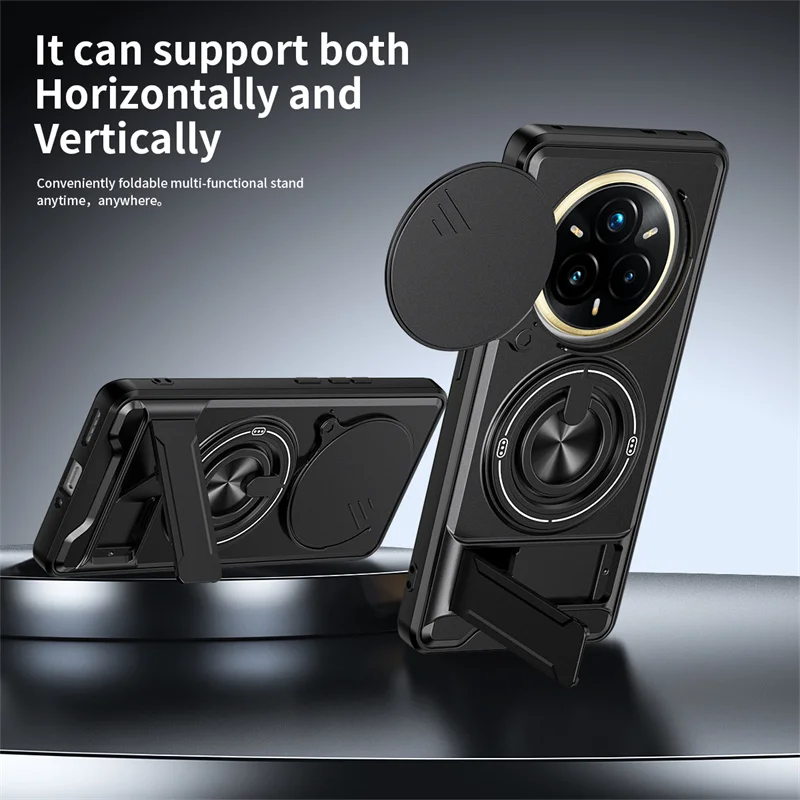 Armor Phone Case with Lens Protection and Magnetic Ring Stand Holder
