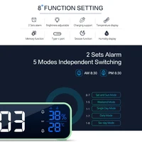 Music LED Digital Alarm Clock Voice Control Temperature Humidity Display Desktop Clocks Home Table Decoration Built-in 1200mAh 2