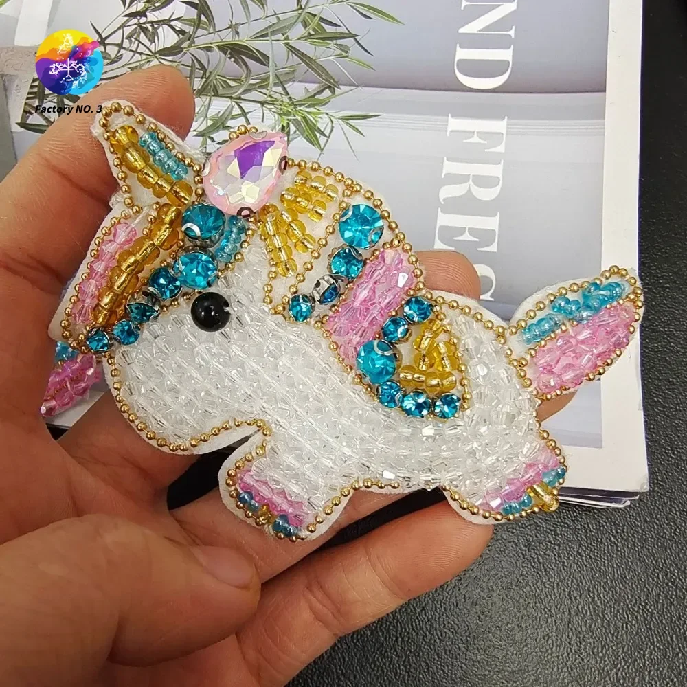 Single Cartoon Unicorn Cloth Sticker Pony Hair Accessories, Clothing, Accessories Velcro Patch Diamond Material