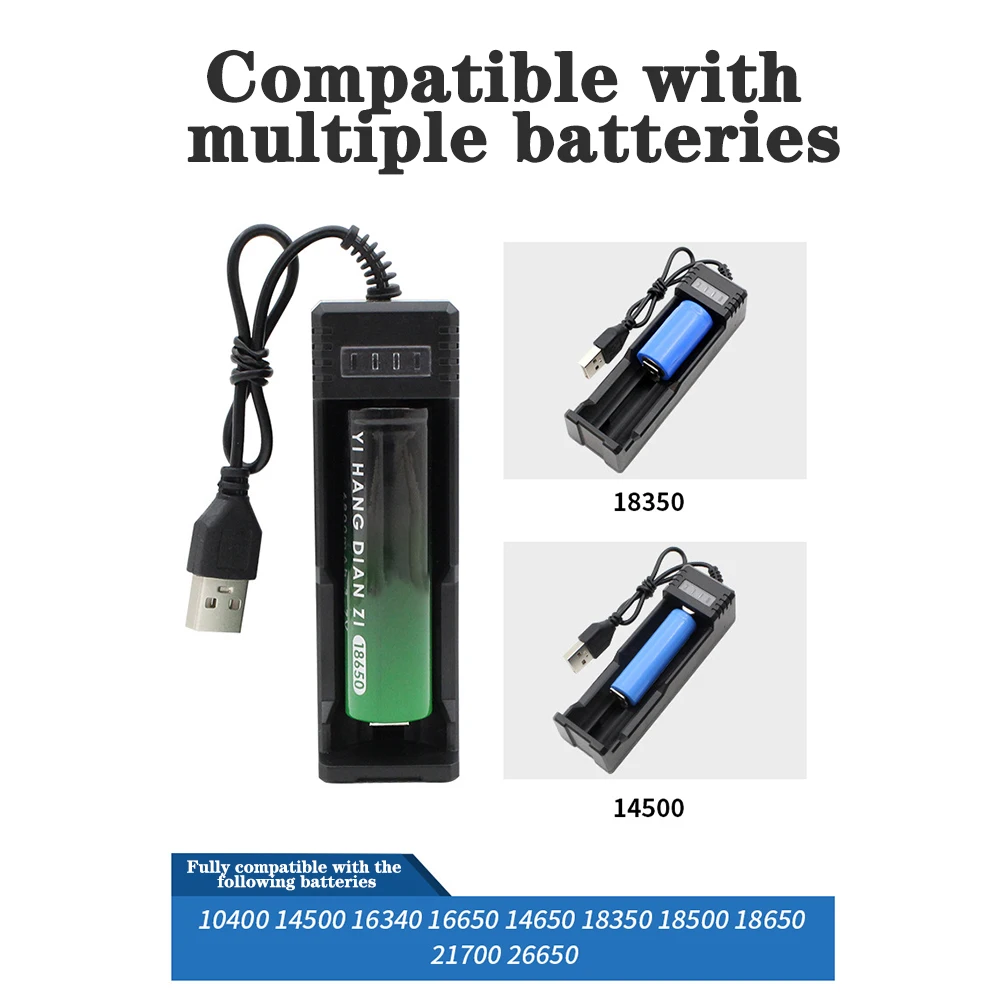 Universal USB Smart Single Slot Charger 18650 14500 26650 Quick Charge Overcharge Protection Charger Lithium Battery Adapter charger adapter battery charger fast charger battery charger adapter