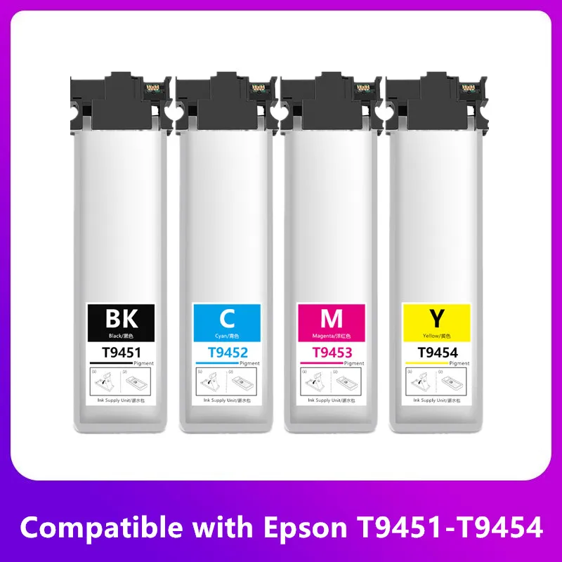 

T9451 XL T9452 T9453 T9454 Pigment Ink Bag With Chip For Epson WorkForce Pro WF-C5290 WF-C5790 WF-C5210 WF-C5710 Printer T9451XL