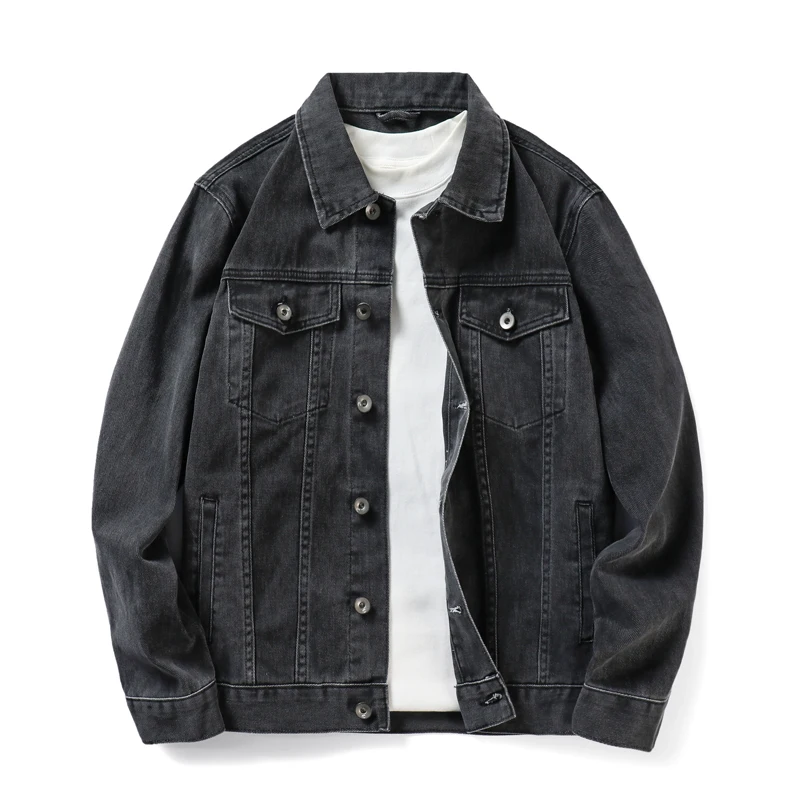 Men's Spring and Autumn Denim Jackets men's brown denim jacket Pure cotton workwear casual men's denim tops 3