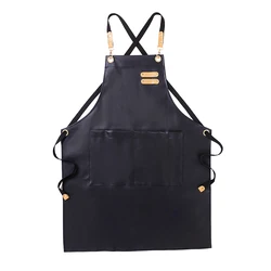 Premium PU Leather Multipurpose Apron with Adjustable Fit and Pockets - OneSize (Black)