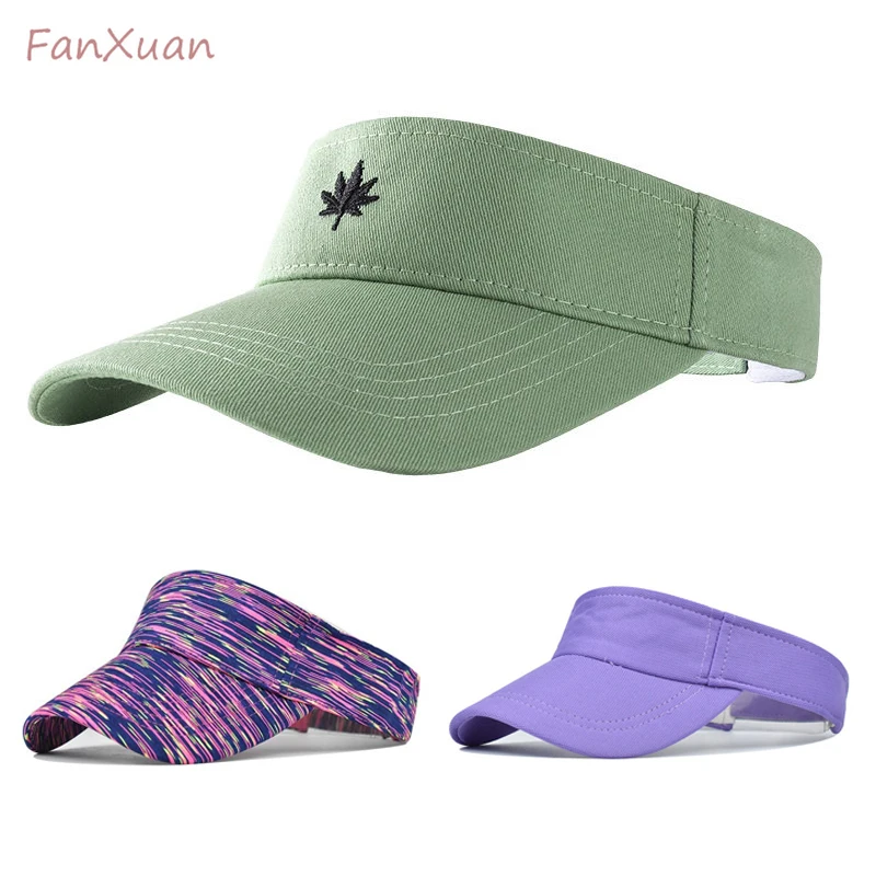 Summer Hats for Women Sun Visor Cotton Adjustable Embroidery Women's Summer Cap Top Empty Sport Golf Running Tennis Caps