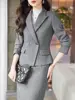 Winter Solid Woolen Businesss Slim Formal Office Lady Blazer Tops + Zipper Midi Split Skirt Women 2pcs Sets Elegant Quality Suit 3