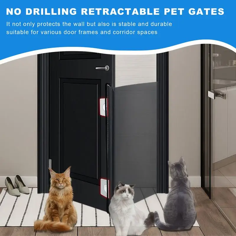 Mesh Dog Gate Retractable Extendable Anti Dog Jumping Screen No Drill Gate Protective Barrier Mesh Screen for Balcony Hallways