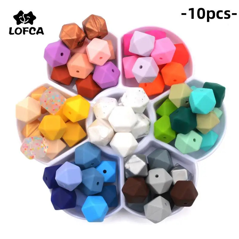 10pcs 14mm/17mm Hexagon Silicone Beads Jewelry Making Bulk DIY Necklace Pacifier Chain Popular jewelry accessories