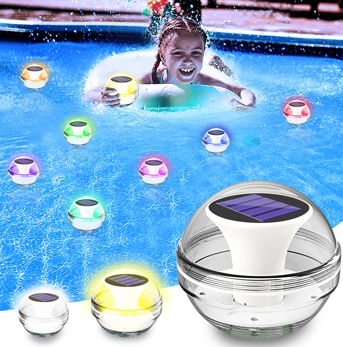 Floating Pool Lights Solar Pool Lights RGB Color Changing IP65 Waterproof LED Night Light for Swimming Pool Hot Tub Pond Decor