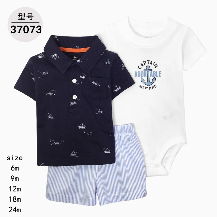 Description Picture 2 of itemBaby Boy Clothes Sets Cute Cartoon Animal Outfits Baby Bodysuits+Pants 3PCS Kids Pajama Sets Pure Cotton 0-24M Jumpsuit