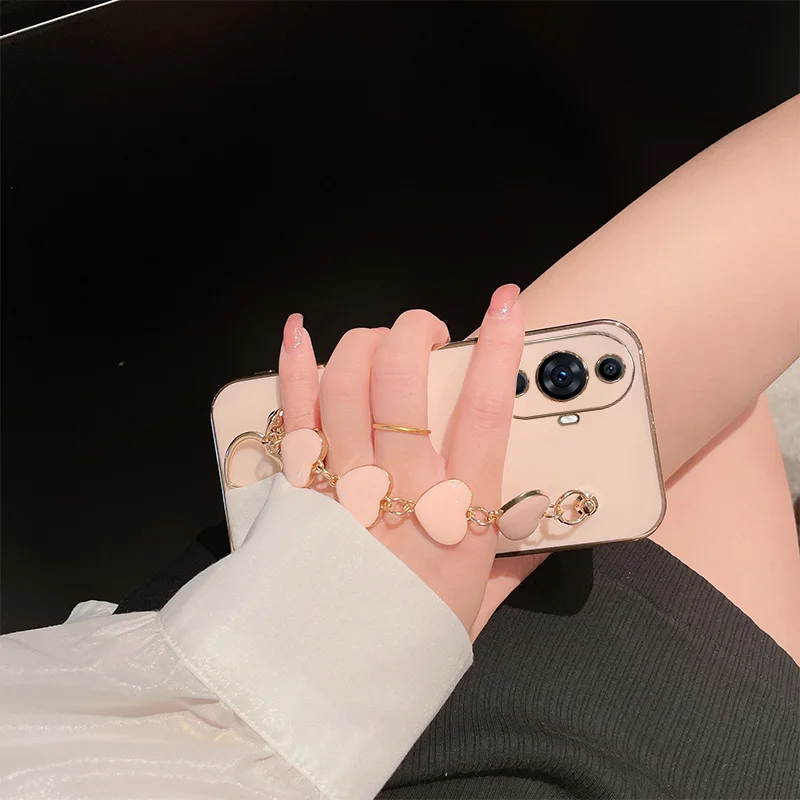 Plating Love Heart Bracelet Chain Soft Silicone Shockproof Cover