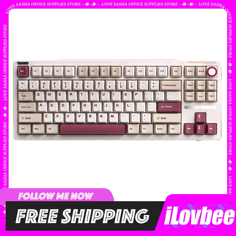 

Ilovbee B87 Keyboard 88key 2.4g Wireless Three Mode Rgb Hot Swap Keyboard Custom Cnc Knob Gasket Keyboards For Win/mac Gamer