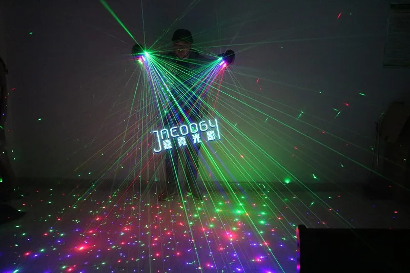 New Stage DJ Party Dancing 2 in 1 Multi-line RGB Laser Gloves With2 Green 1 Red 1 Blue For LED Luminous Costumes Show