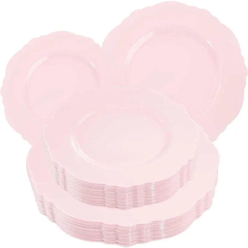 Plastic Disposable Plates 60pcs 30 10.25inch 30 7.5inch for Baroque Upscale Parties Wedding