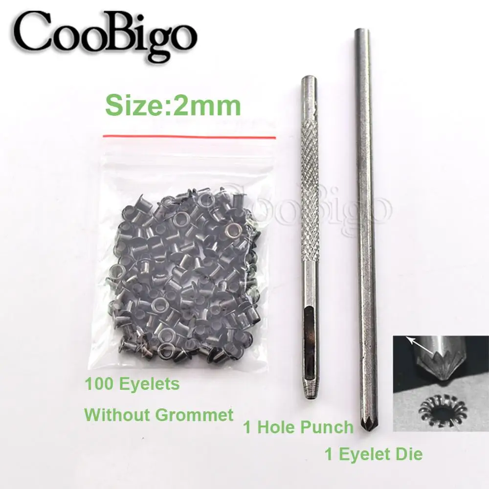 Deluxe Metal Grommet Tool Kit for DIY Leather and Fabric Crafts (100 Pieces, Black)