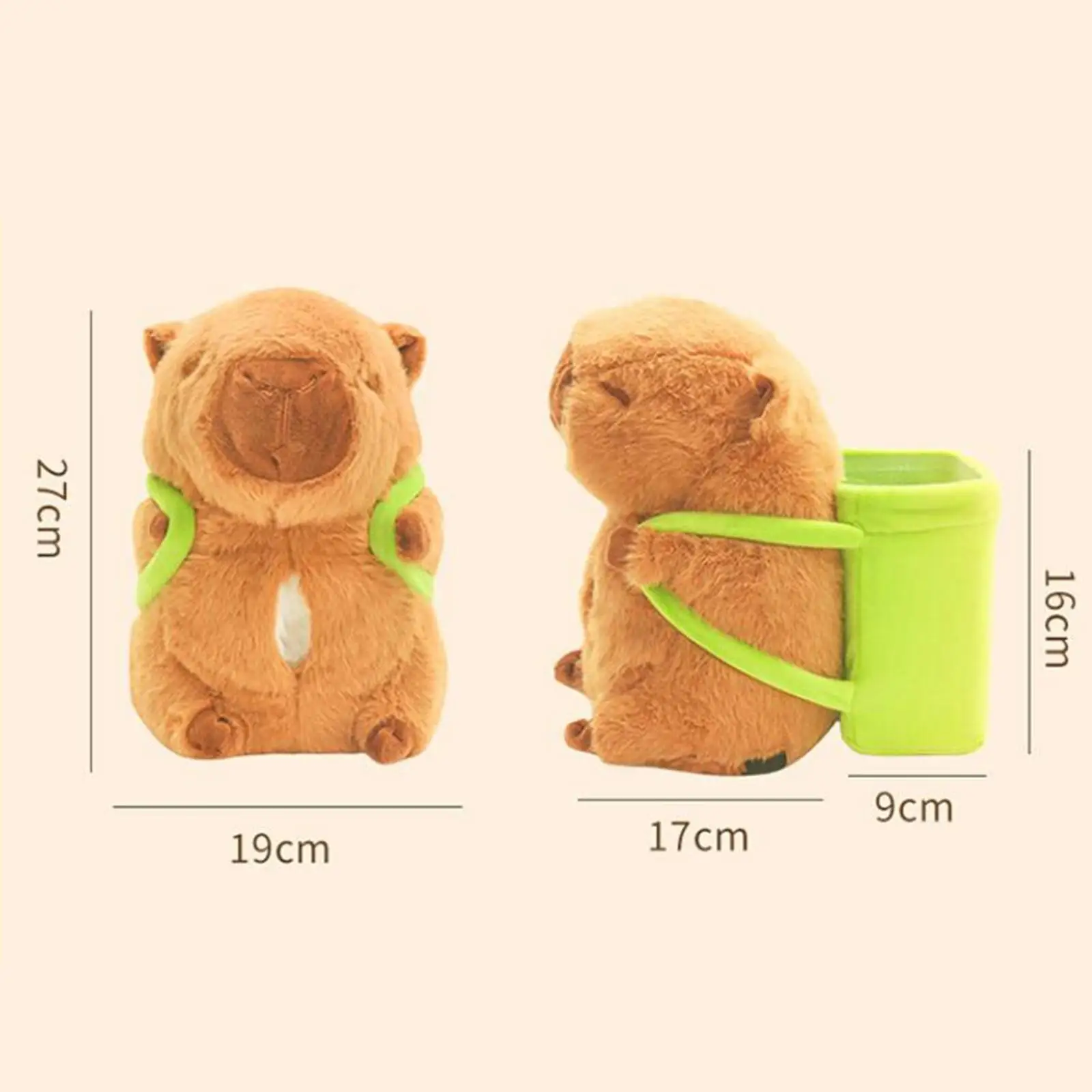 Capybara Plush Car Tissue Box Trash Can Universal Trash Bag Paper Holder