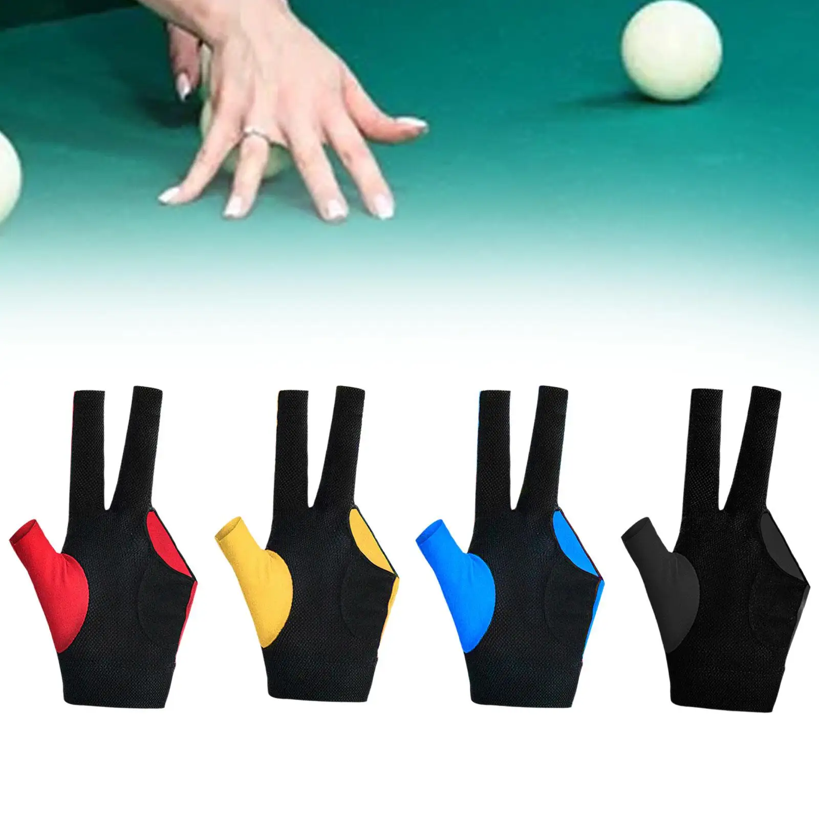 3 Fingers Billiard Glove Snooker Accessories Left Hand Adjustable Pool Cue Glove for Games Practice Adults Playing Training