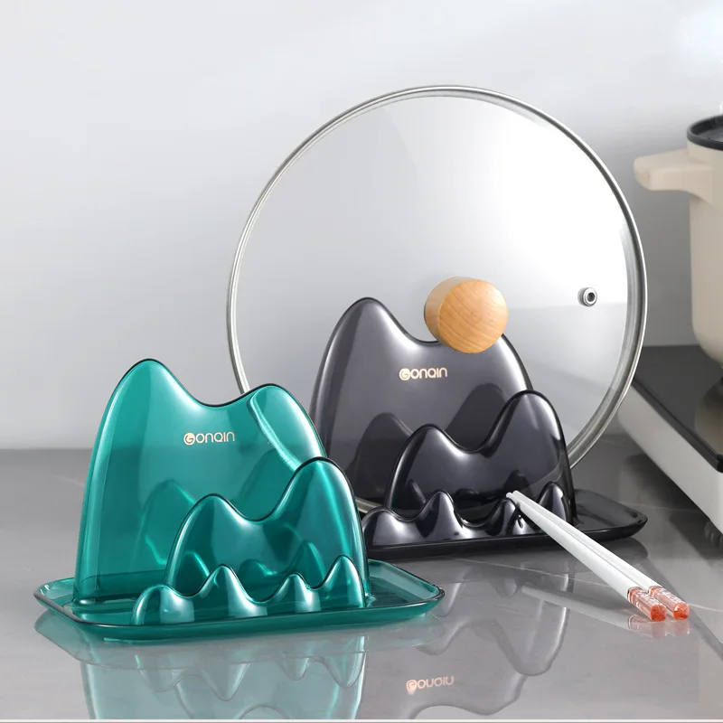 

Light Luxury Pot Lid Shelf Table Top Spatula Storage Rack Lid Holder Stand Gadget Kitchen Household Storage Punch-Free