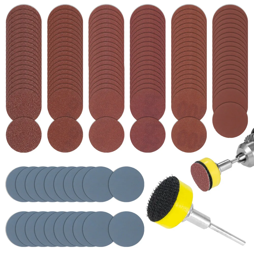 

140Pcs 25mm Sandpaper High Quality Sanding Discs Abrasives Backer Plate 1/8inch Shank Set For Polishing Tools