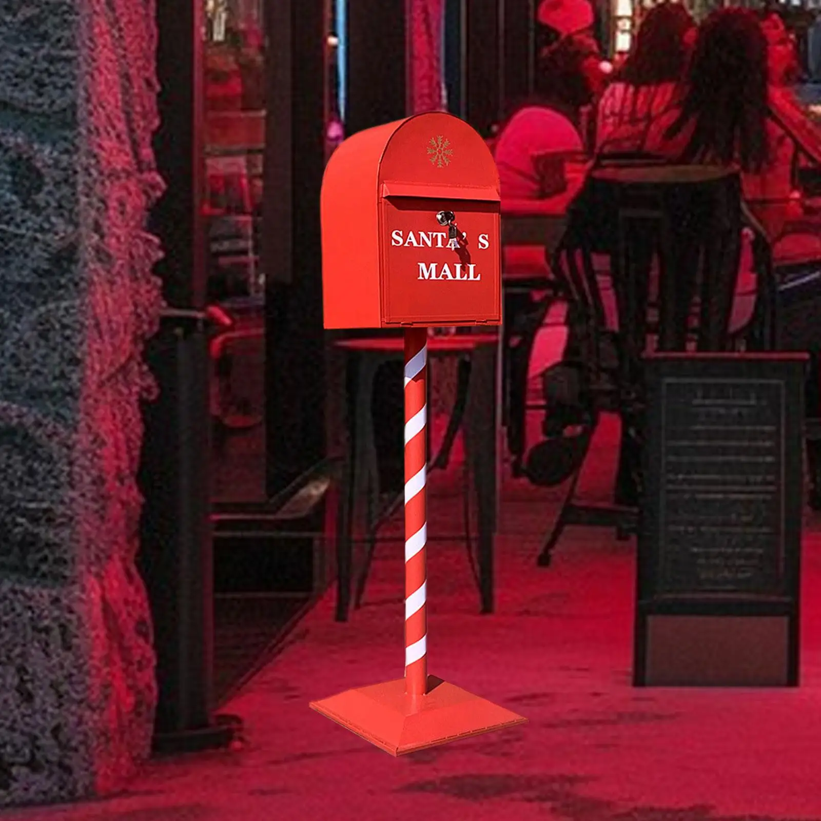 Metal Santa's Mail Holiday Mailbox Prop Versatile Sturdy for Holiday Party Xmas Post Box Garden Yard Decoration 47inch Tall
