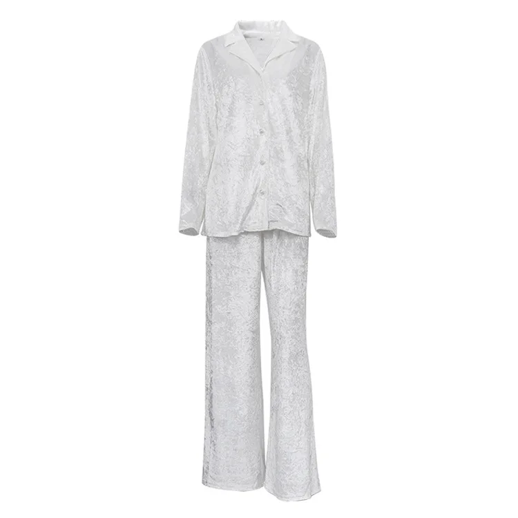 Vêtements de Nuit en Gaze de Coton pour Femme, Ensemble 2 Pièces, Manches  sulf, Col Rabattu, Y-Green, Décontracté, avec Pantalon, Printemps -  AliExpress