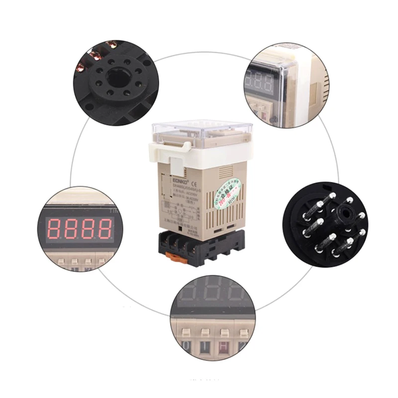 1PC AC/DC 24v-240v DH48S-S Programmable Digital display time relay cycle control Time Delay Relay Socket with Base Voltage | Обустройство
