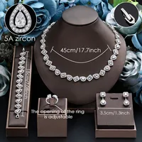 2024 New 4-piece Jewelry Set with Cubic Zirconia, Suitable for Women's Wedding Party Wedding Accessories Dubai, Saudi Arabia 6