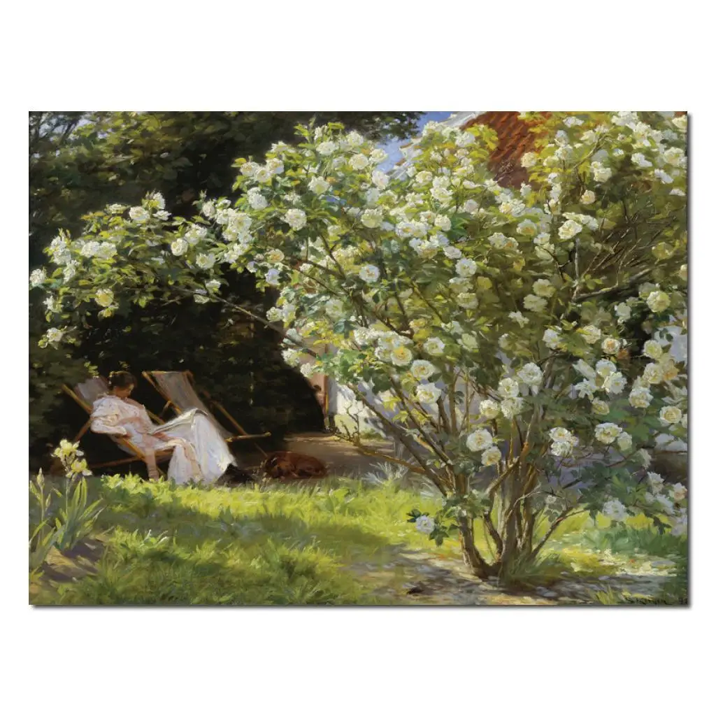 Bellissimo Paesaggio Canvas Art Painting Roses Garden Peder Gravin Kroyer Artwork Handmade Woman Picture For Family Room Decor