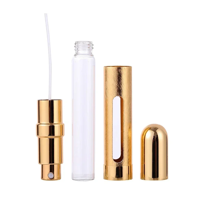 Aluminum Perfume Bottle Potable Travel Accessories Refillable Glass Spray Bottle Perfumes Atomizer Cosmetic Containers 6Pcs 12ml