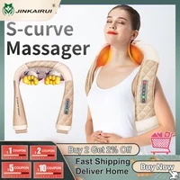 JinKaiRui Home Car Office U Shape Electrical Shiatsu Kneading Neck Shoulder Body Massager with Infrared Heated Masajeador