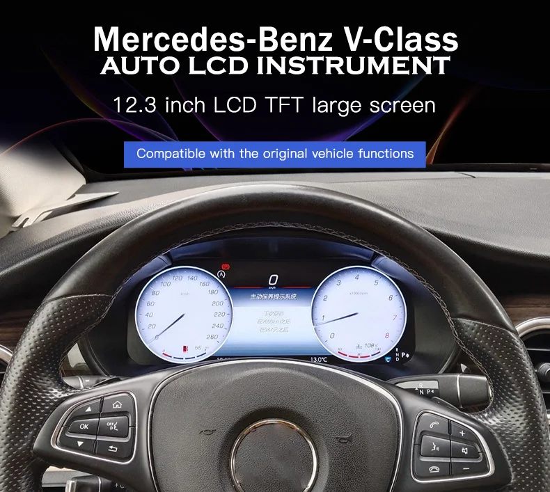Panel de Instrumentos Digital LCD de 12.3'' con Carplay y Android Auto para Mercedes-Benz Clase V W447 2016-2023 2