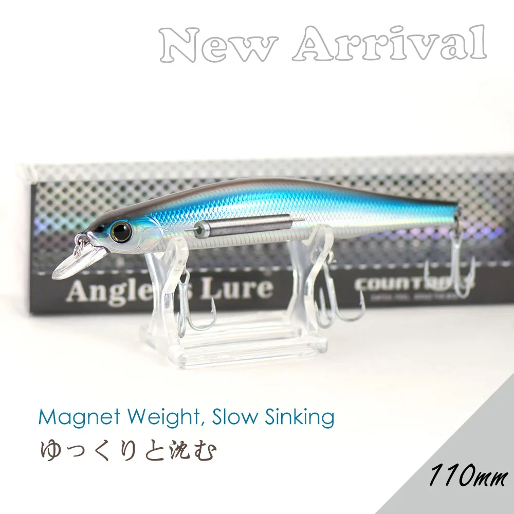 Countbass Slow Sinking Magnet Weight Minnow 110mm 4-21/64" 17.6g 5/8 oz. Dive 1.2m 4' Hardbait Fishing Lure
