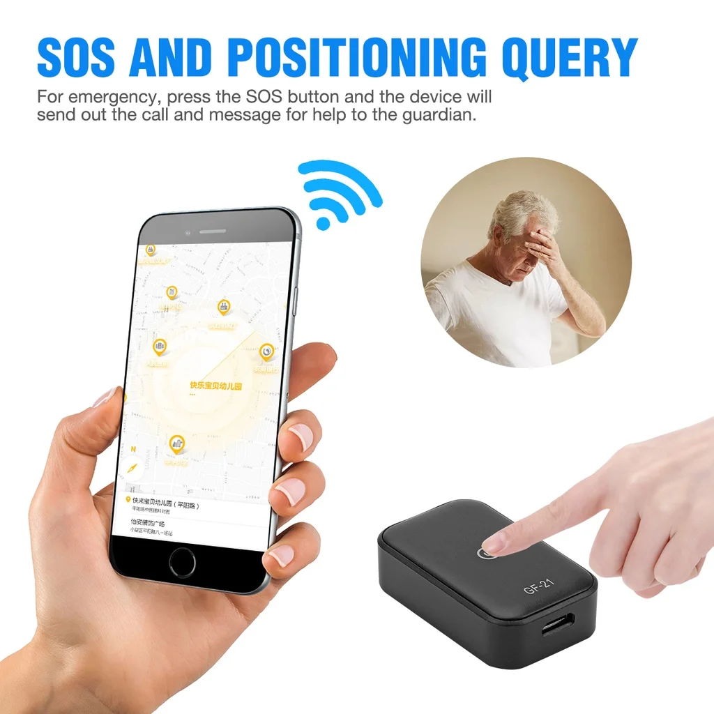 GF21 Mini GPS Real Time Car Tracker Anti-Lost Device Voice Control Recording Locator HD Microphone WIFI + LBS + GPS Pos Locator