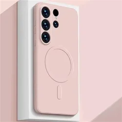 Magnetic Magsafe Wireless Charging Silicone Case - Galaxy S24 UItra (Pink)