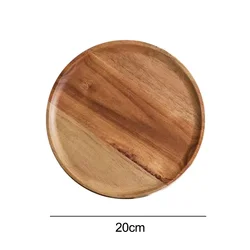 Rustic Wooden Round Serving Platter and Tray (20cm)