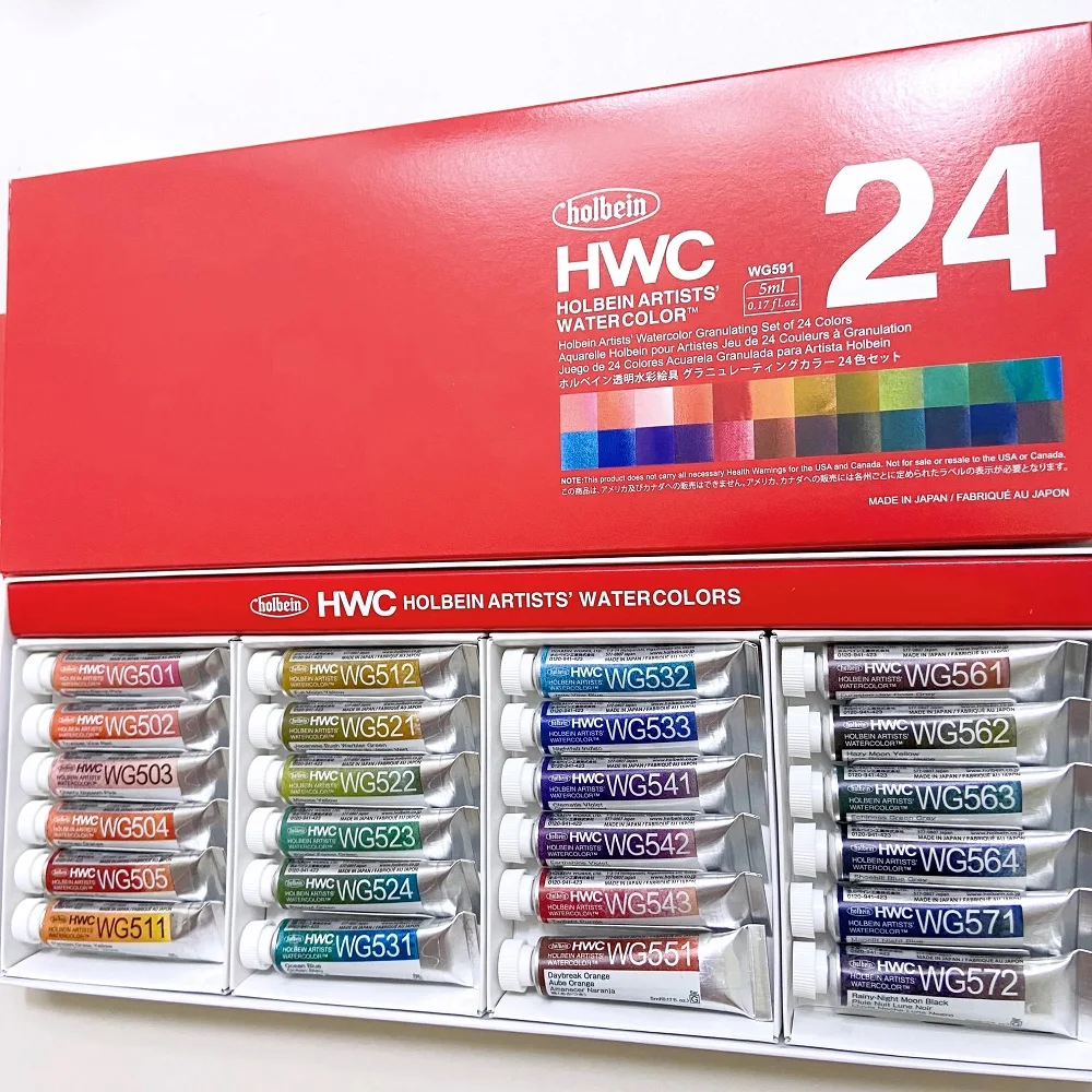 Holbein Layered Color Watercolor Paint 24 Colors 5ml Artist Transparent HB 1ml aquarela Professional Drawing Art Supplies watercolor painting set watercolor paint watercolor pigment