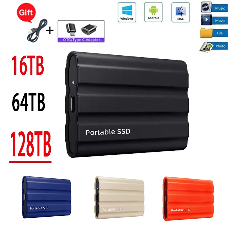 

SSD External 2TB Mobile Solid State Drive Flash1TB TypeC USB3.1 500GB Mini Slim High Speed Transfer SSD Flash Memory Device