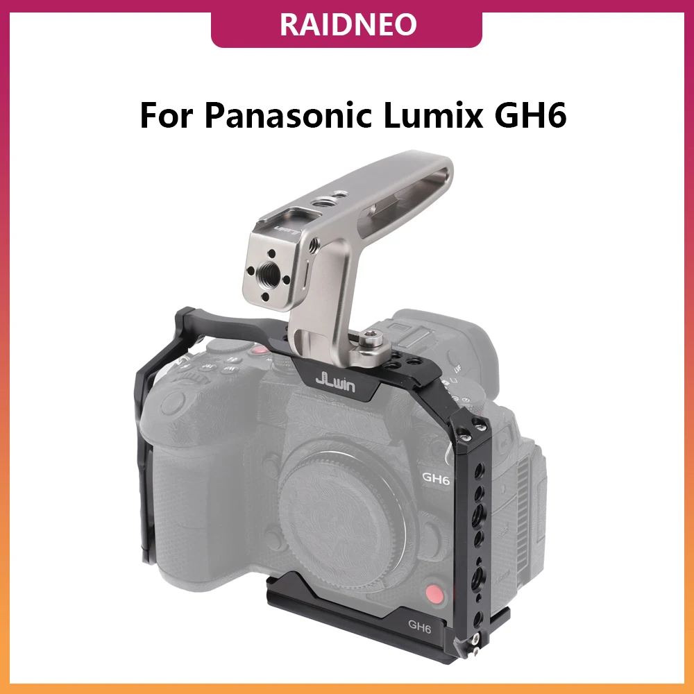 Gabbia Per Fotocamera Vlog Gh6 In Lega Di Alluminio Per Panasonic Lumix Gh6 Con Fori Filettati Da 3/8 Pollici 1/4 Pollici Kit Lycra Fori Scarpe Fredde