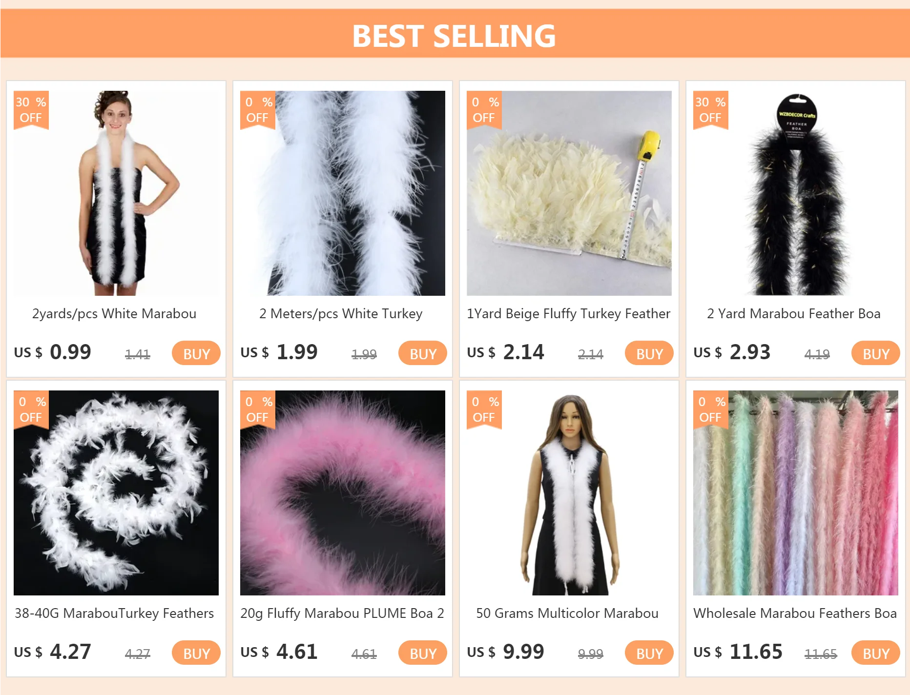 Description Picture 2 of item18g Colorful Marabou Boa White Turkey Feather Boas Shawl for Wedding Cosplay Clothing Accessory Decoration Boa plume 2Yards Long