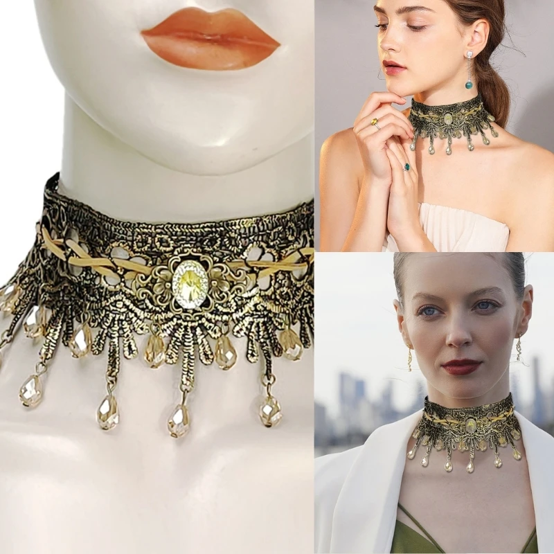 Rhinestones Tassels Collarbones Necklace Collar Chain for Girlfriends Lady Gift Dropshipping