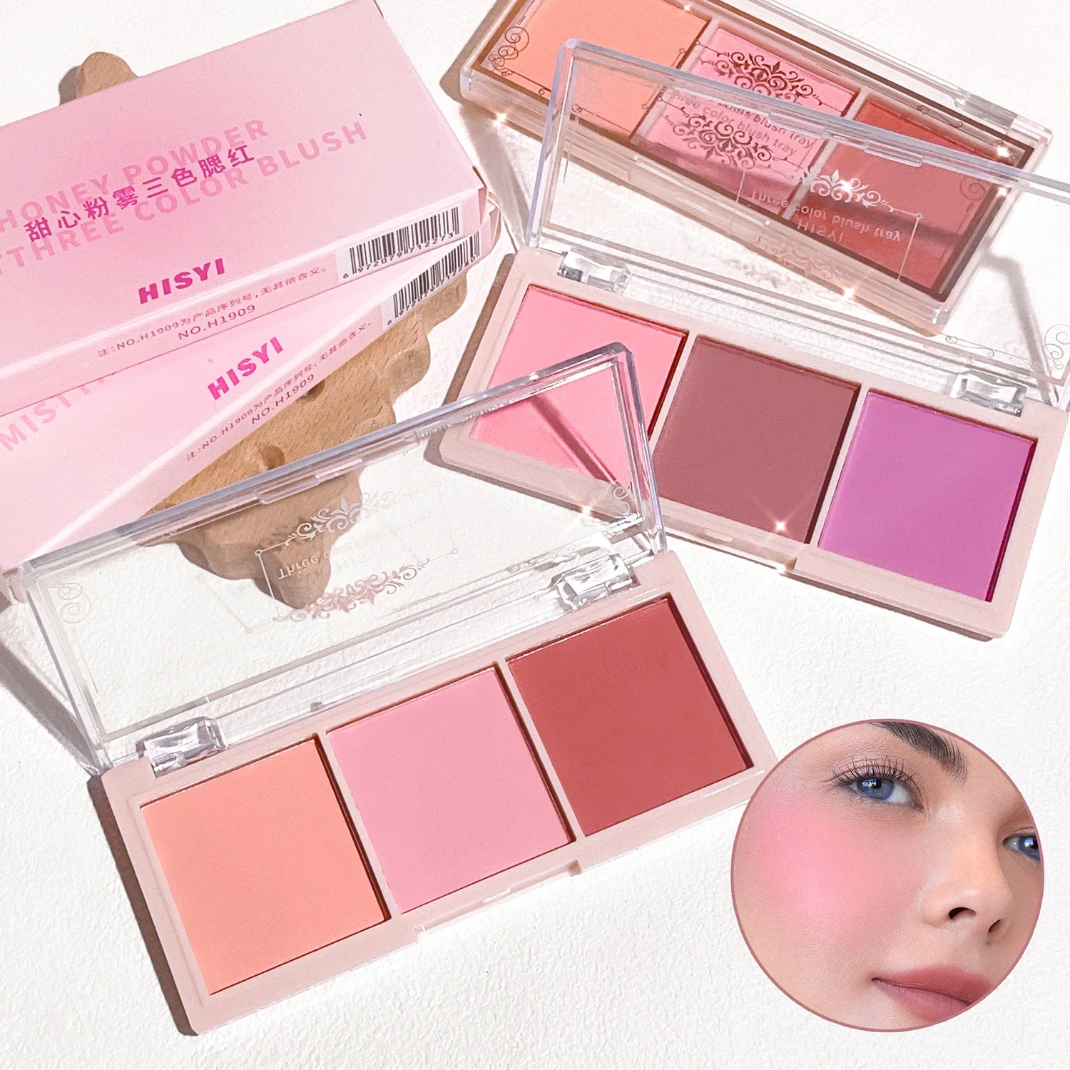 3-Color Cheek Red Plate Nude Makeup Natural Matte Milk Tea Orange Eye Shadow Makeup Lasting High Color Rendering Invisible