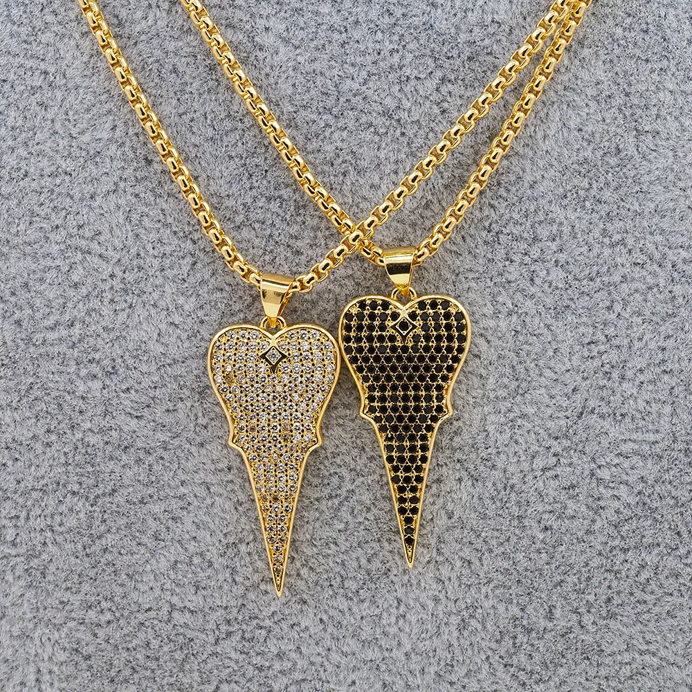 

Hip Hop Love Heart Pendant Necklace Gold Plated Cubic Zirconia Women Girls Clavicle Chain For Couple Fashion Jewelry New Trendy