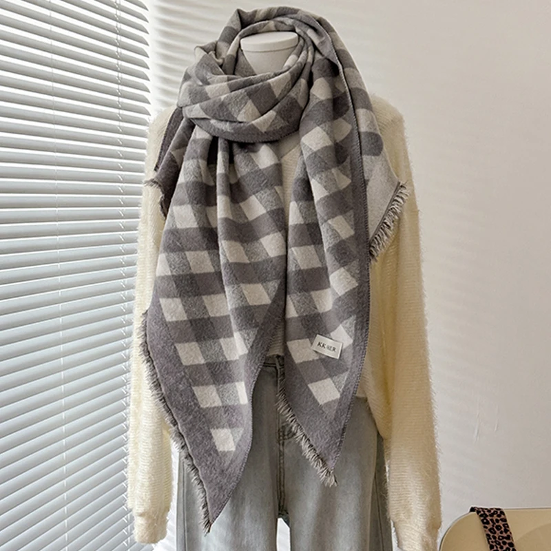 2025 Women's Luxury Cashmere Winter Shawl - Striped with Tassels Pashmina Bandana Wrap